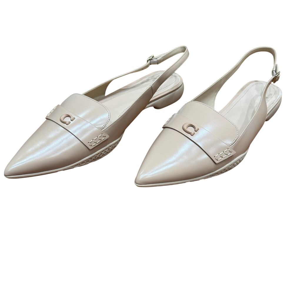 COACH Carrie Skimmer PointedToe Slingback Flats.Sz 11,WMN,cream beige champagne - Picture 5 of 10